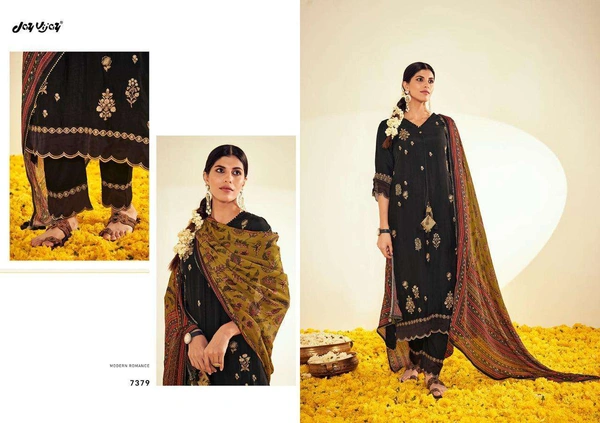 Jai Vijay Russian Silk Embroidery with Organza Embroidery Patti Fancy Latkan
