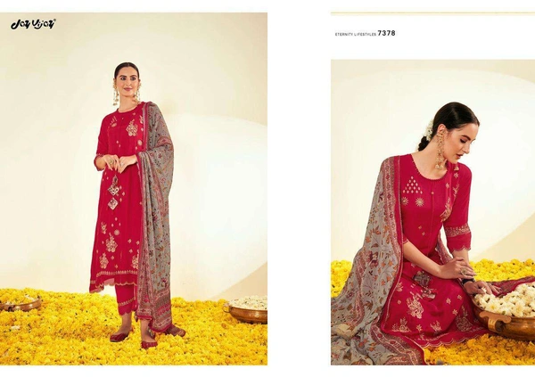 Jay vijay brand Top - Pure Russian silk embroidery with organza embroidery patti