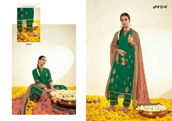 Jai Vijay Russian Silk Embroidery with Organza Embroidery Patti Fancy Latkan