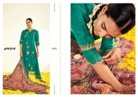 Jai Vijay Russian Silk Embroidery with Organza Embroidery Patti Fancy Latkan