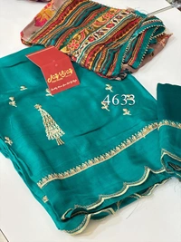 Jai Vijay Russian Silk Embroidery with Organza Embroidery Patti Fancy Latkan