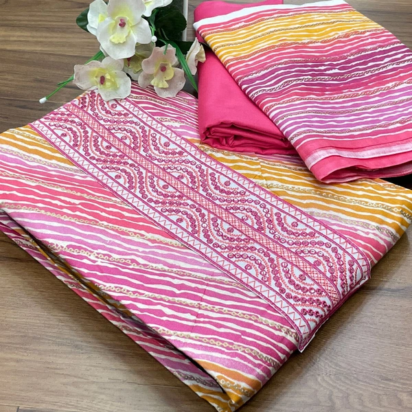 Cotton Print Net Handwork Patch Dupatta Cotton Bottom Pure Cotton Print