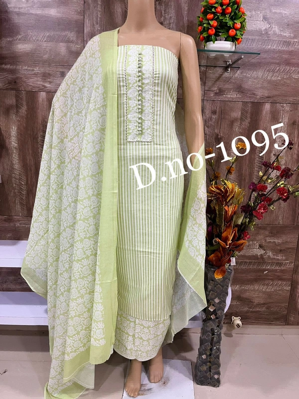Cotton Print Net Handwork Patch Dupatta Cotton Bottom Pure Cotton Print