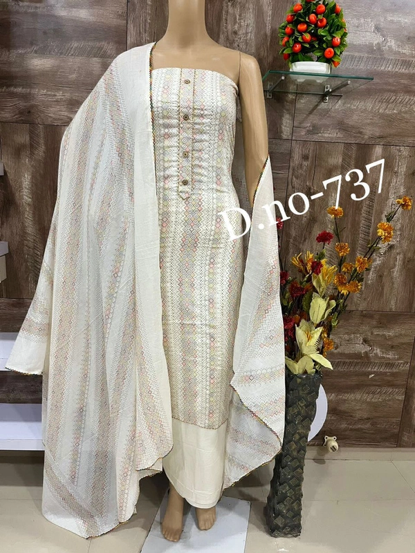 Cotton Print Net Handwork Patch Dupatta Cotton Bottom Pure Cotton Print