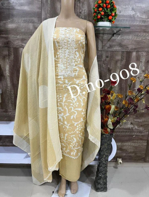 Cotton Print Net Handwork Patch Dupatta Cotton Bottom Pure Cotton Print