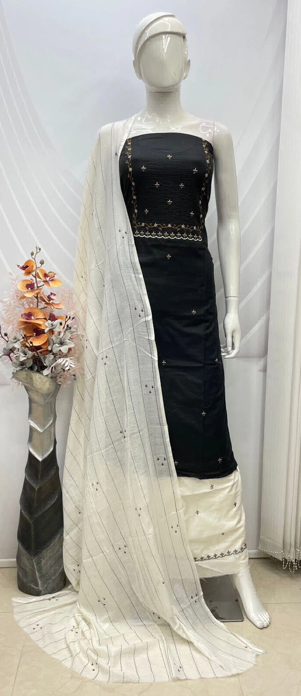 Cotton Print Net Handwork Patch Dupatta Cotton Bottom Pure Cotton Print