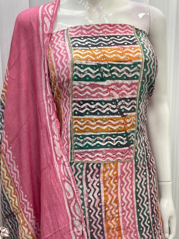 *TOP* SILK MULTI BATIK NECK PATCH HANDWORK *BOTTOM* COTTON *DUPPATTA* SILK MULTI BATIK 
