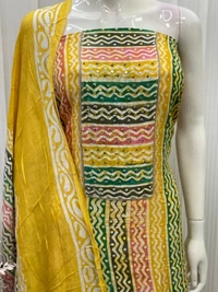 *TOP* SILK MULTI BATIK NECK PATCH HANDWORK *BOTTOM* COTTON *DUPPATTA* SILK MULTI BATIK 