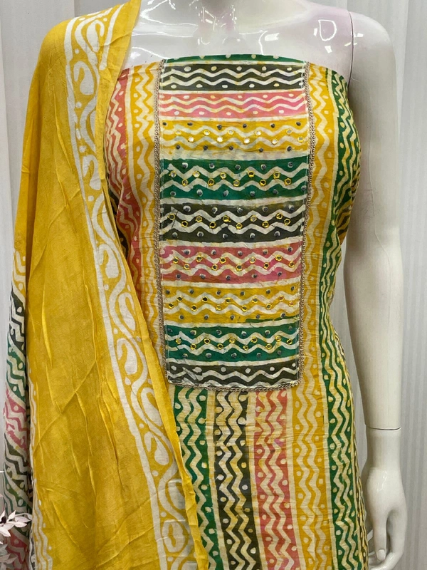 *TOP* SILK MULTI BATIK NECK PATCH HANDWORK *BOTTOM* COTTON *DUPPATTA* SILK MULTI BATIK 
