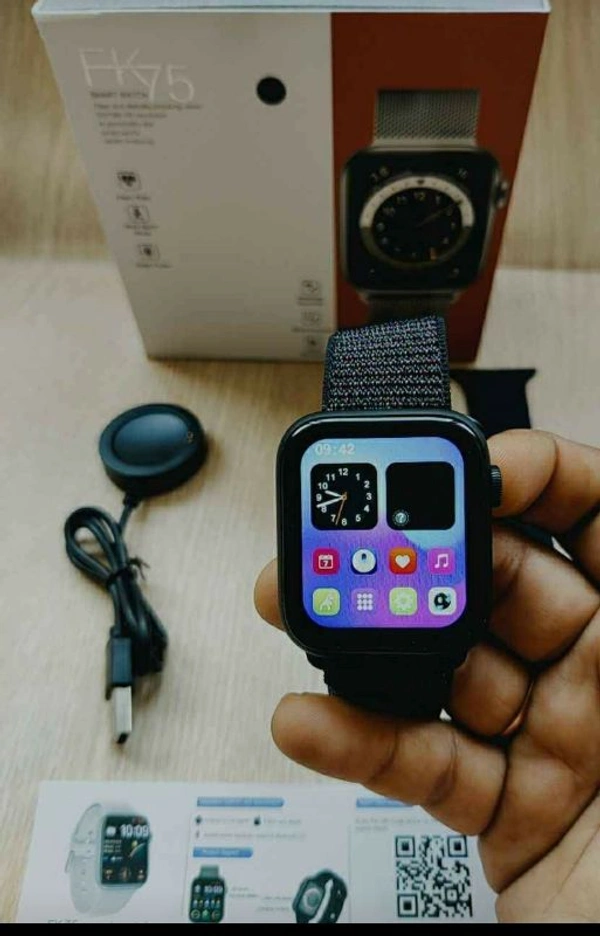 FK 75 SMART WATCH FULL DISPLAY CROWN WORKING CUSTOMISED WALLPAPER CHANGE ALL INDIA DELIVERY COD AVAILABLE - #000000