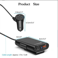 Front and Back Seat Car Charger 4 Usb Port Solid Metal head Qualcomm SuperFast 3.0 Amp COD AVAILABLE
