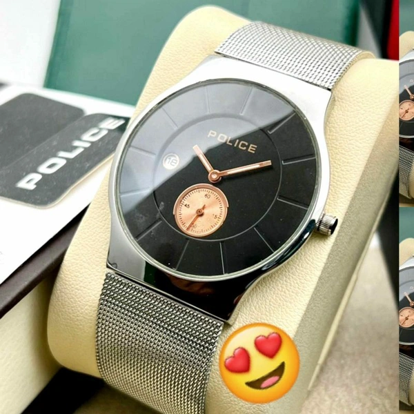 Poilice Slim Fit Analog Watch For Men - GOLD WITH WHITE DAIL