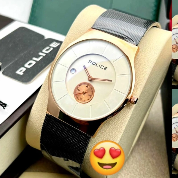 Poilice Slim Fit Analog Watch For Men - GOLD WITH WHITE DAIL