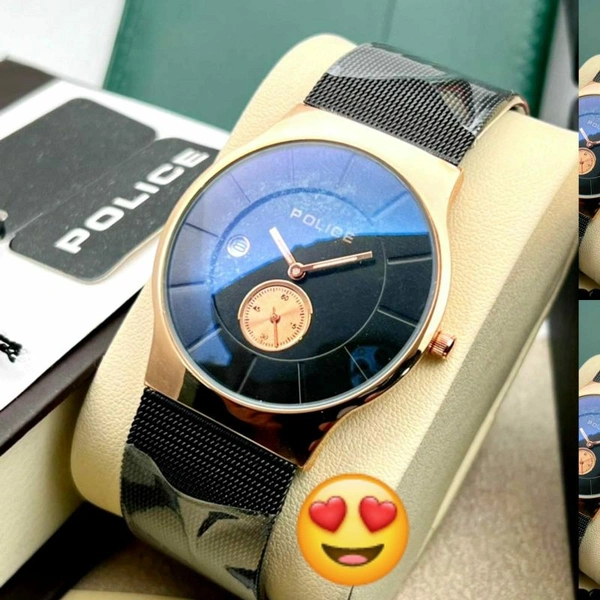 Poilice Slim Fit Analog Watch For Men - GOLD WITH WHITE DAIL