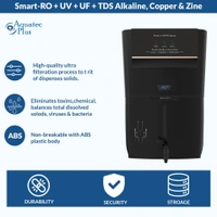 Smart - 12 L RO+UV+UF+TDS Control + Alkaline + Copper + Zinc Water Purifier (Black) Works up to 3500 TDS
