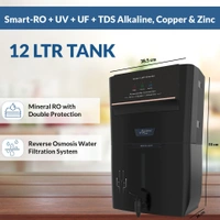 Smart - 12 L RO+UV+UF+TDS Control + Alkaline + Copper + Zinc Water Purifier (Black) Works up to 3500 TDS