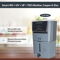 Smart - 12 L RO+UV+UF+TDS Control + Alkaline + Copper + Zinc Water Purifier (Grey) Works up to 3500 TDS