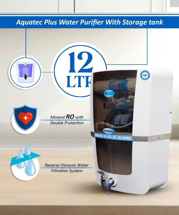 Advance Plus 12L RO+UV+UF+TDS Water Purifier for Home (White, Black)