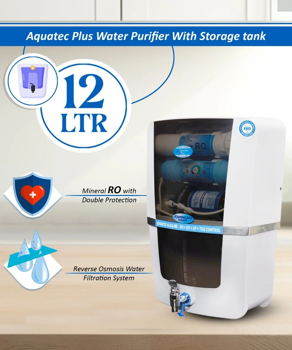 Advanced Alkaline 12L RO+UV+UF+TDS Water Purifier for Home (White, Black)