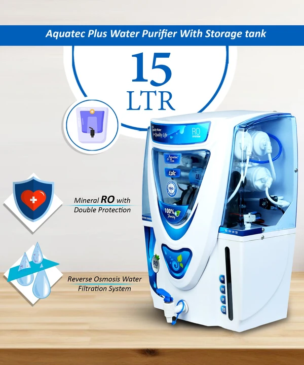 Epic 15 L RO+UV+UF+TDS Water Purifier for Home (White)