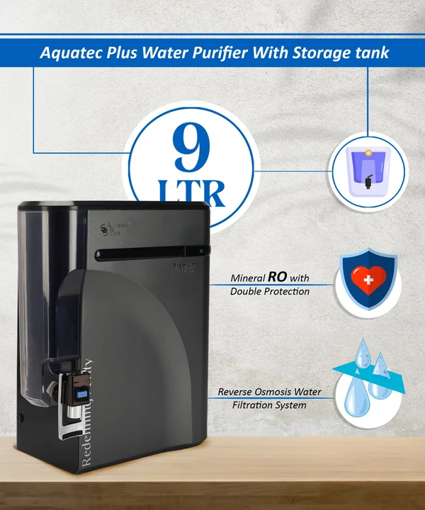 Premium 9L RO+UV+UF+TDS Water Purifier for Home (Black)