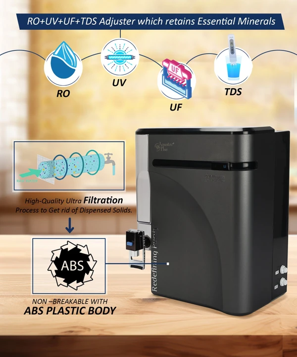 Premium 9L RO+UV+UF+TDS Water Purifier for Home (Black)