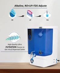 Pride Alkaline 10L RO+UV+UF+TDS Water Purifier for Home (White,Blue)