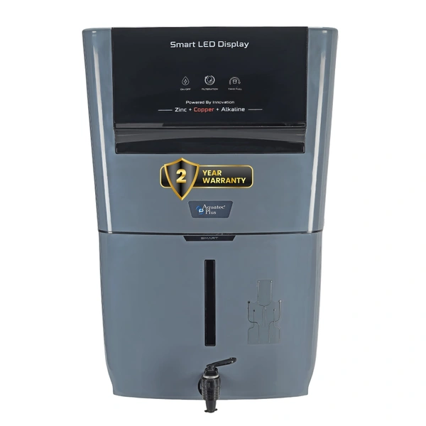 Smart - 12 L RO+UV+UF+TDS Control + Alkaline + Copper + Zinc Water Purifier (Grey) Works up to 3500 TDS
