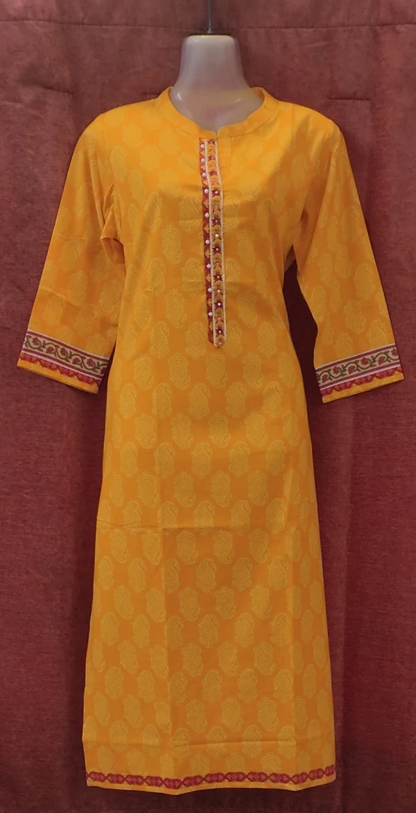 Kesari Yellow Jaipur Print Kurta - XL