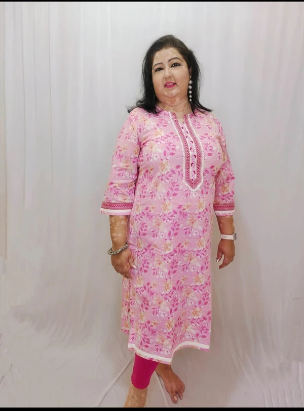 Baby Pink With Floral Print - Pink Lace, Xxl