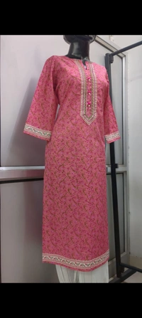 Pink With Small Print - Magenta / Fuchsia, L