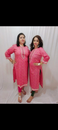 Pink With Small Print - Magenta / Fuchsia, L