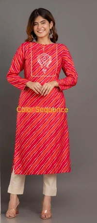 Red Rani Lehriya With Gotta Pati  - Rose, XL
