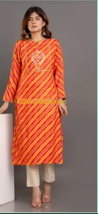Orange Red Lehriya With Gotta Patti - Flush Orange, L