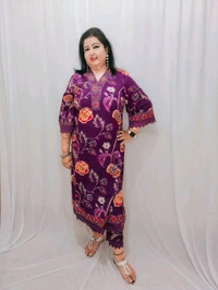 Purple Floral Pakistani Style - Purple, L
