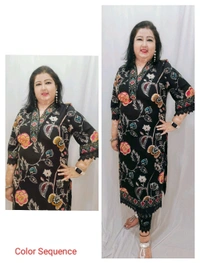 Black Floral Pakistani  - Black, XL