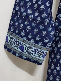 Blue White Flower Print Kurta - XL