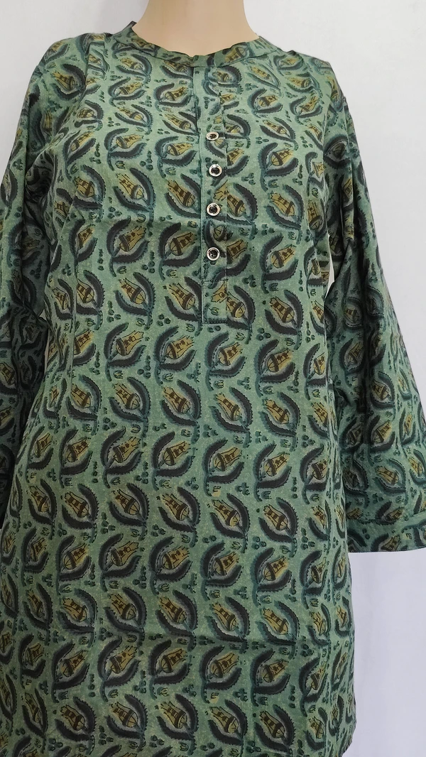 Dark Green Print Regular Kurti - 3XL