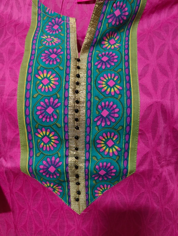 Dark Pink Print Kurta - L