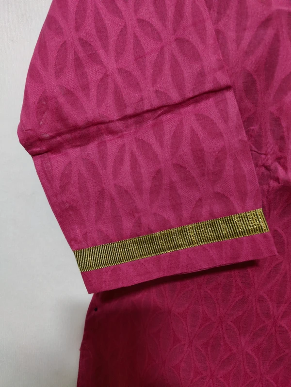 Dark Pink Print Kurta - L