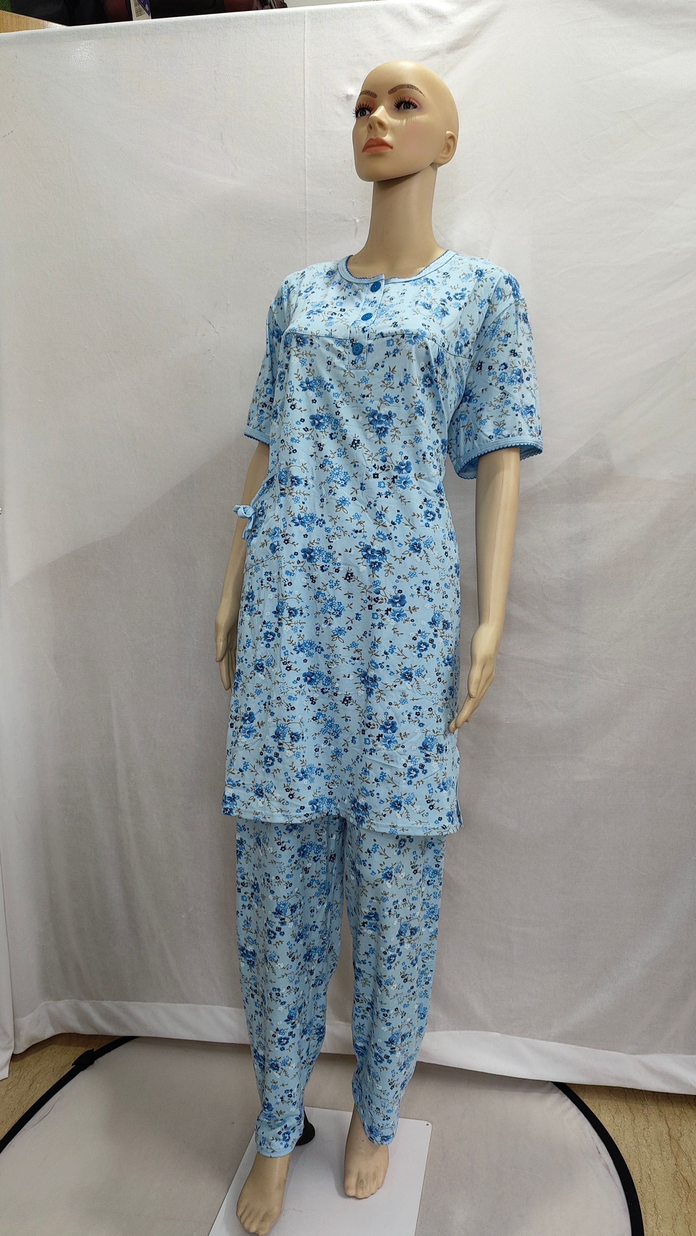 Light Blue Hosiery Pant Night Suit