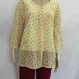 Light Yellow Purple Floral Print Indo Western Top Synthetic - 3XL