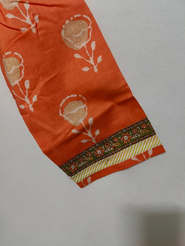 Peach Beige Print Kurta - XL