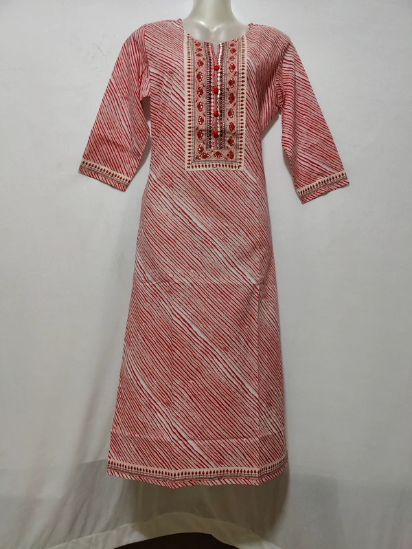 Pink Or Blue Lehariya Print Kurta - XL, Pink