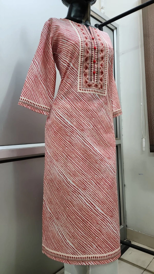 Pink Or Blue Lehariya Print Kurta - XL, Pink