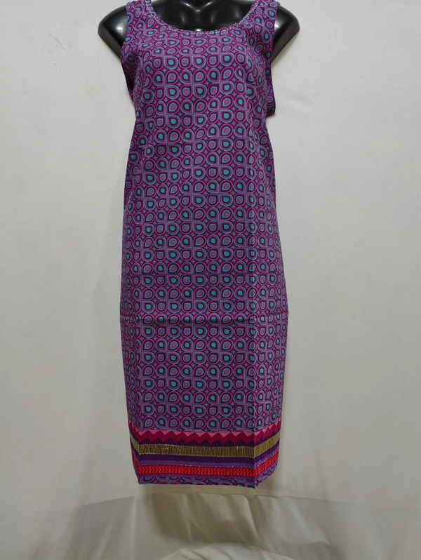 Purple Aqua Blue Print Sleeveless Kurta - 2XL