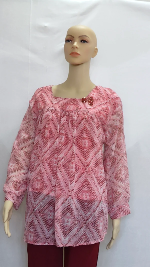 Ruby Print Diamond Print Indo Western Top Synthetic - 3XL