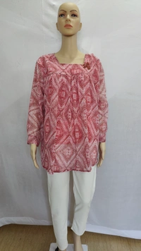 Ruby Print Diamond Print Indo Western Top Synthetic - 2XL