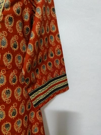 Rust Grey Print Kurta - M