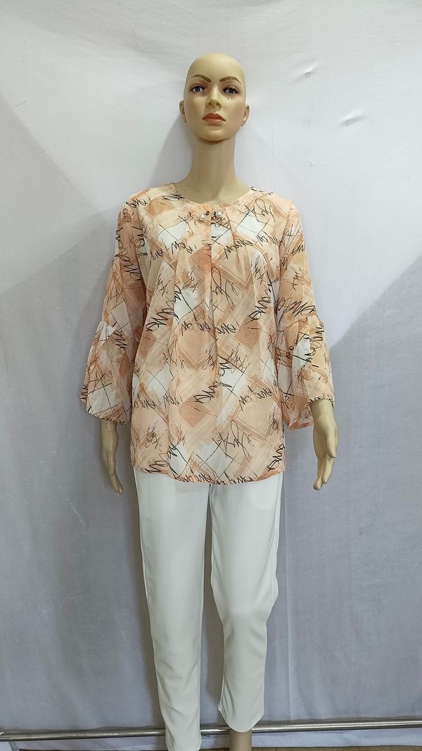 Scribble Prints Indo Western Top Synthetic 3 Colors Blue, Pink, Orange - 3XL, Golden Bell